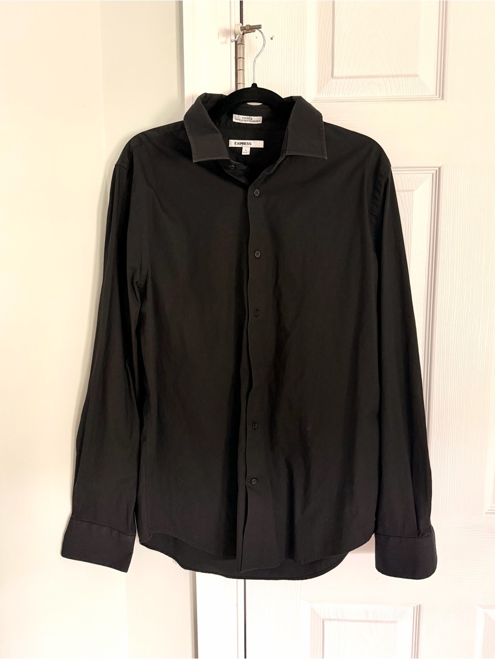 Express Men's Black Long-Sleeve Button-Down Dress Shirt